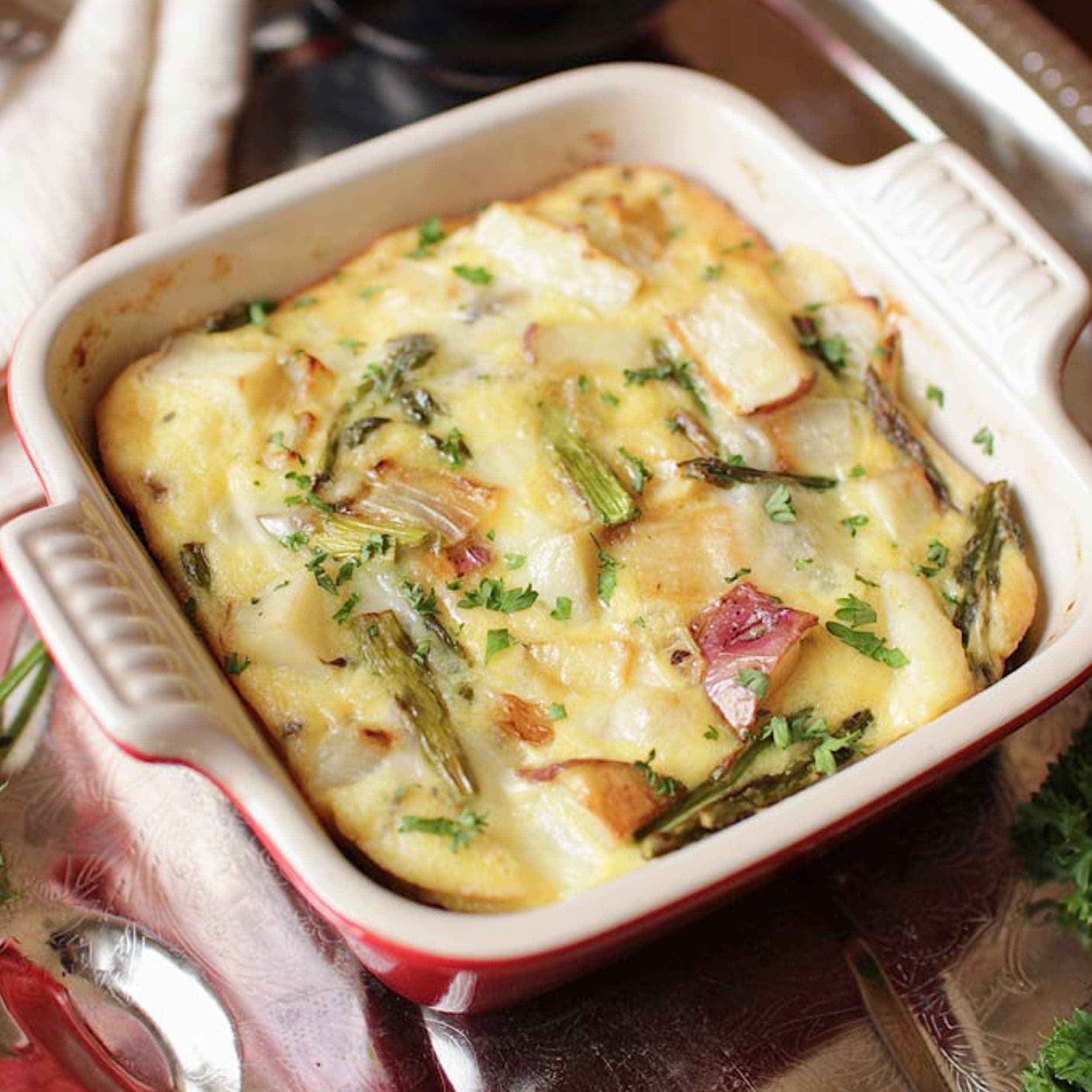 Crustless Asparagus Quiche For One, scaled to a single serving