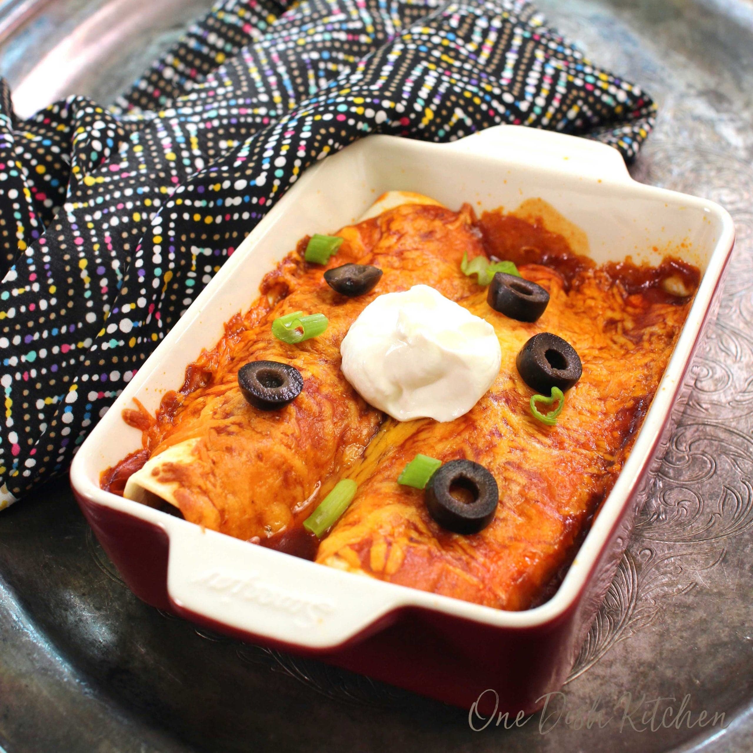 Beef Enchiladas For One, scaled to a single serving